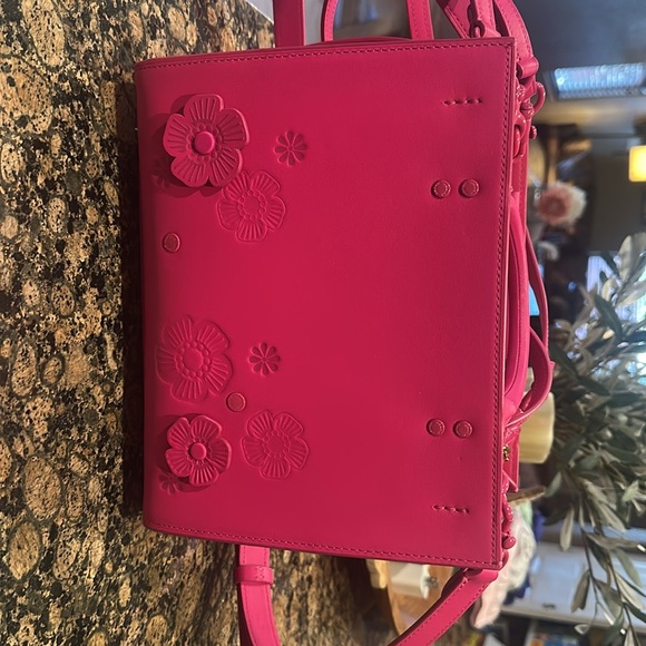 Coach Rogue 25 Tea Rose Floral Pink Shoulder Bag - Picture 3 of 6